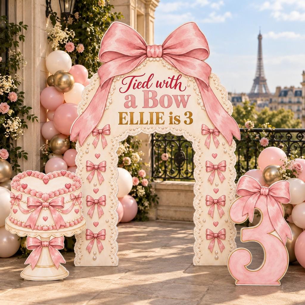 Pink Lace Tied with a Bow Arch Set