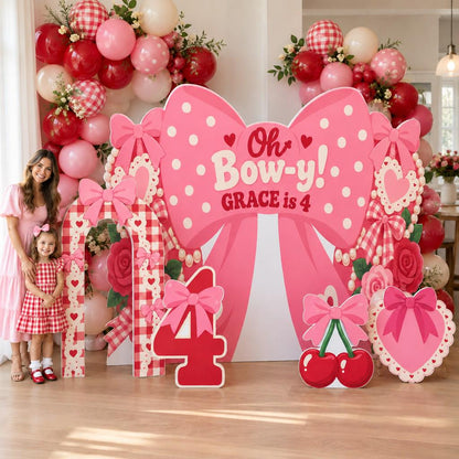 Pink Coquette Bow Cherry Birthday Set