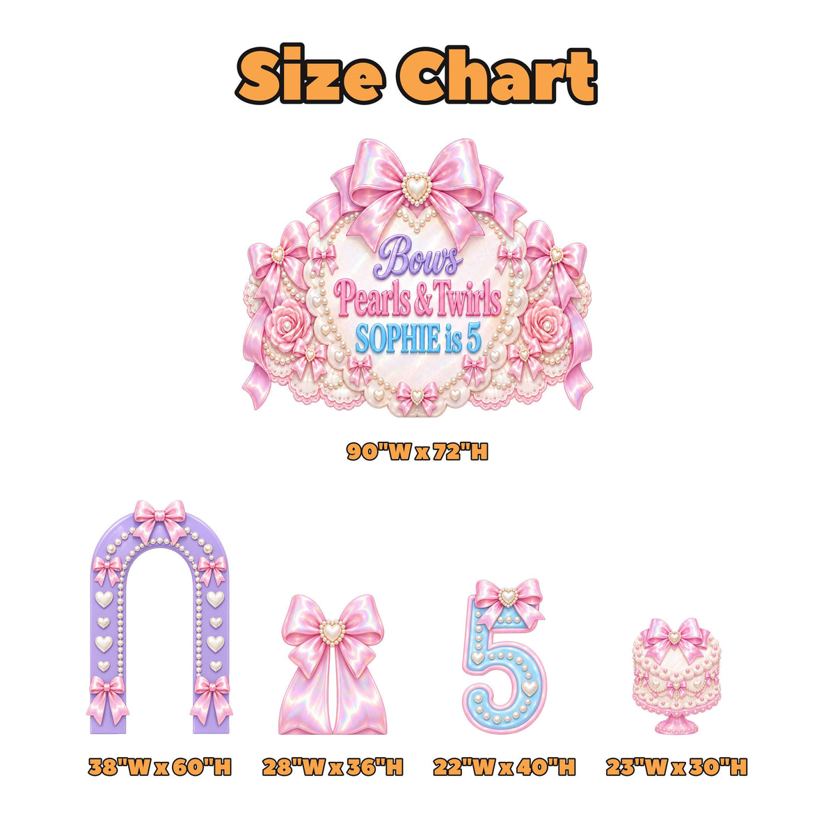 Pearl Coquette Bow Heart Backdrop Set