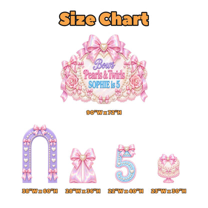 Pearl Coquette Bow Heart Backdrop Set