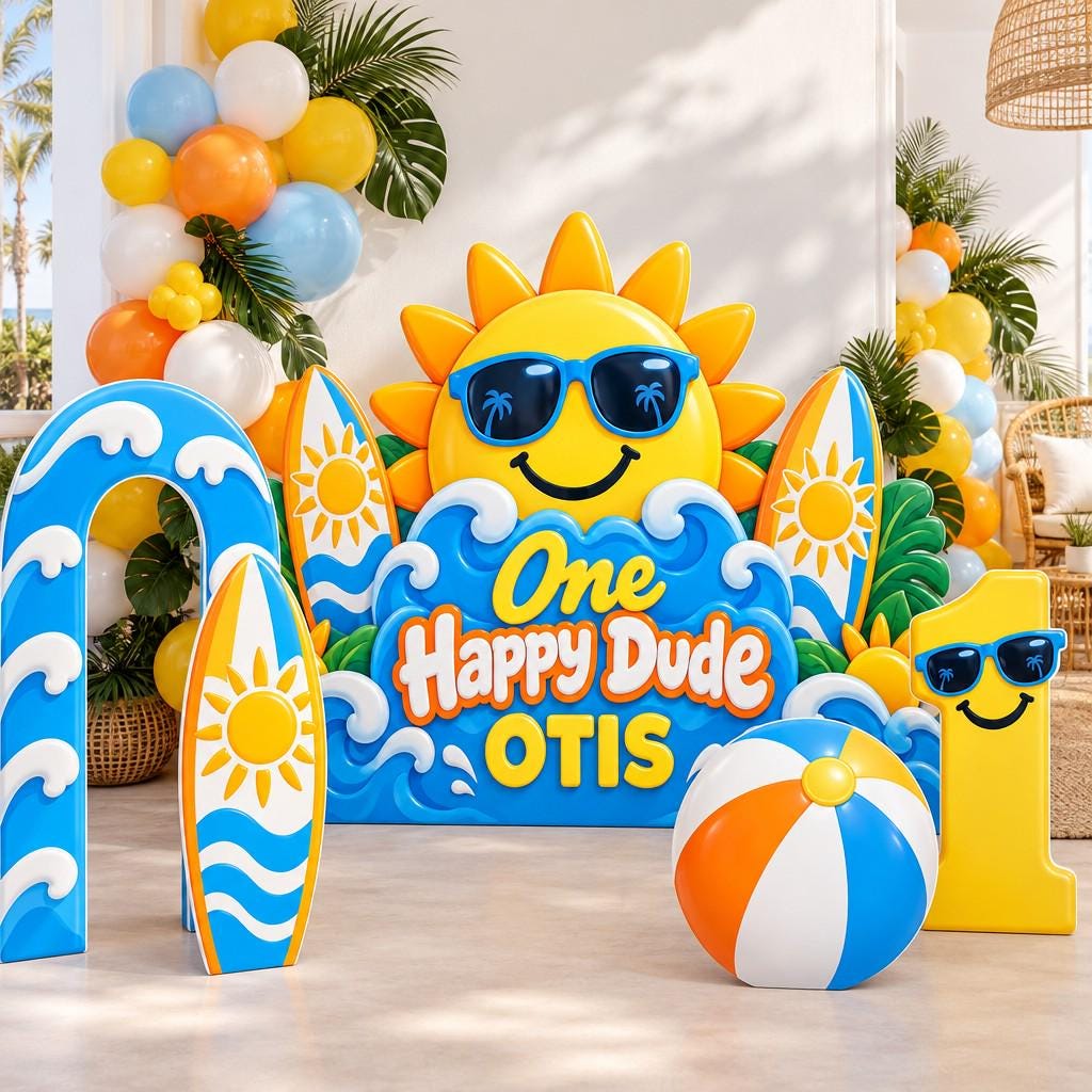 Smiling Sun Wave Arch Happy Dude Backdrop