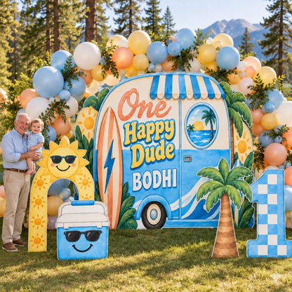 Blue Camper Trailer Happy Dude Surf Set