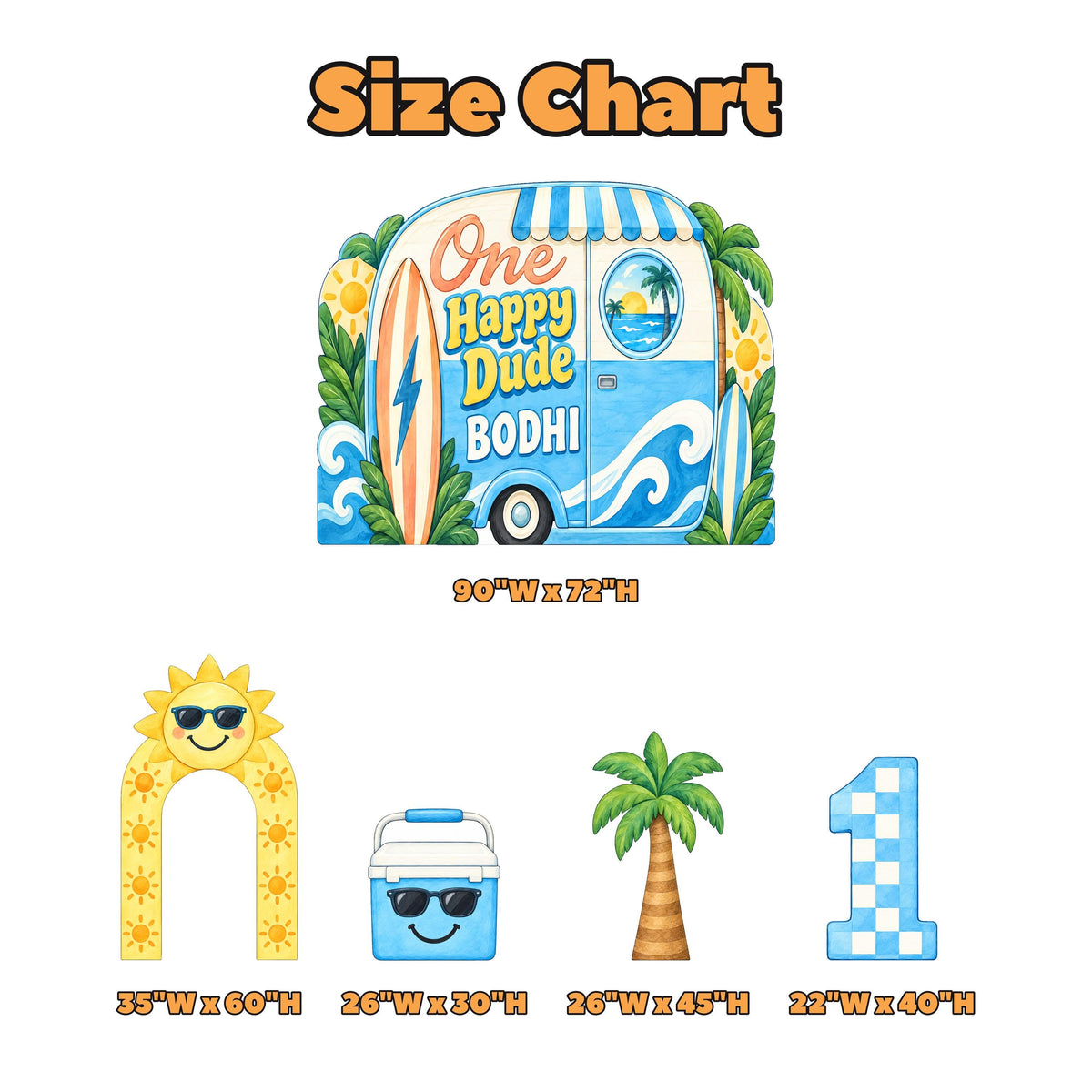 Blue Camper Trailer Happy Dude Surf Set