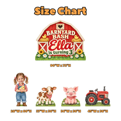 Red Barn Farm Girl Birthday Backdrop Set