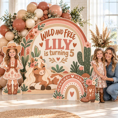 Pink Stable Pony Party Backdrop Set