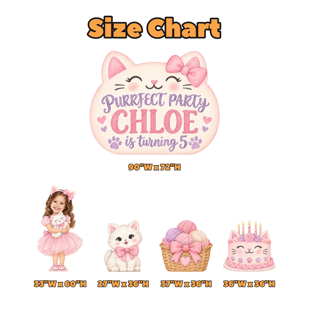 Pink Lilac Kitty Face Birthday Backdrop Set