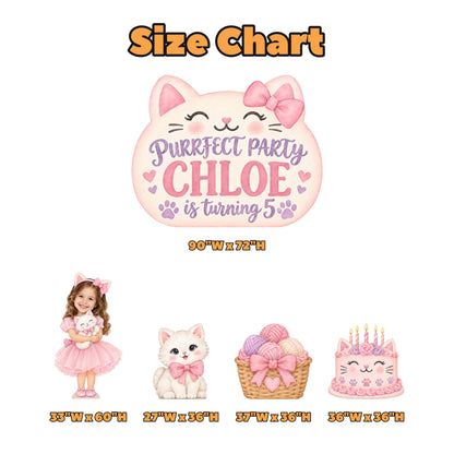 Pink Lilac Kitty Face Birthday Backdrop Set