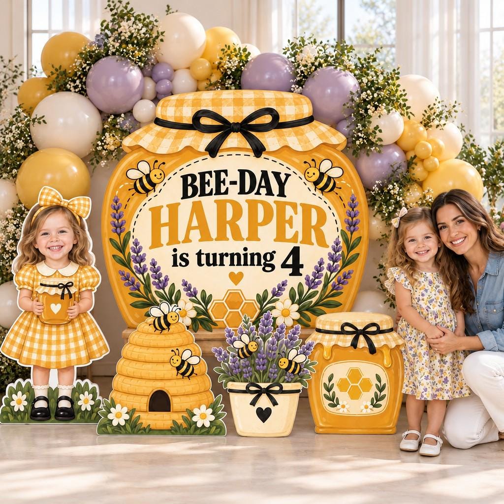 Watercolor Beehive Sweet As Can Bee Backdrop