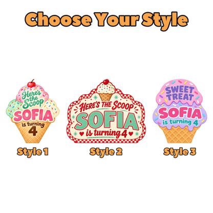 Pastel Waffle Cone Scoop Birthday Backdrop
