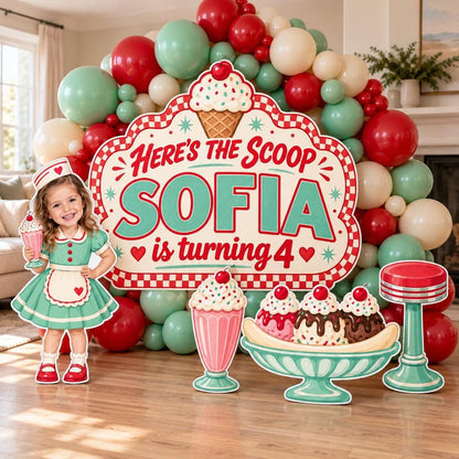 Pastel Waffle Cone Scoop Birthday Backdrop