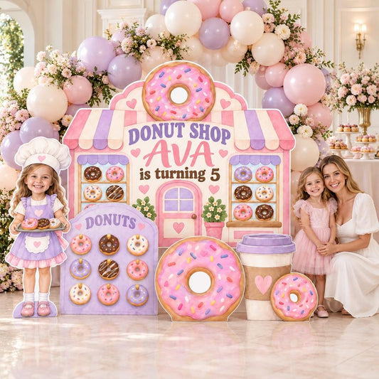 Pastel Donut Shop Birthday Backdrop Set
