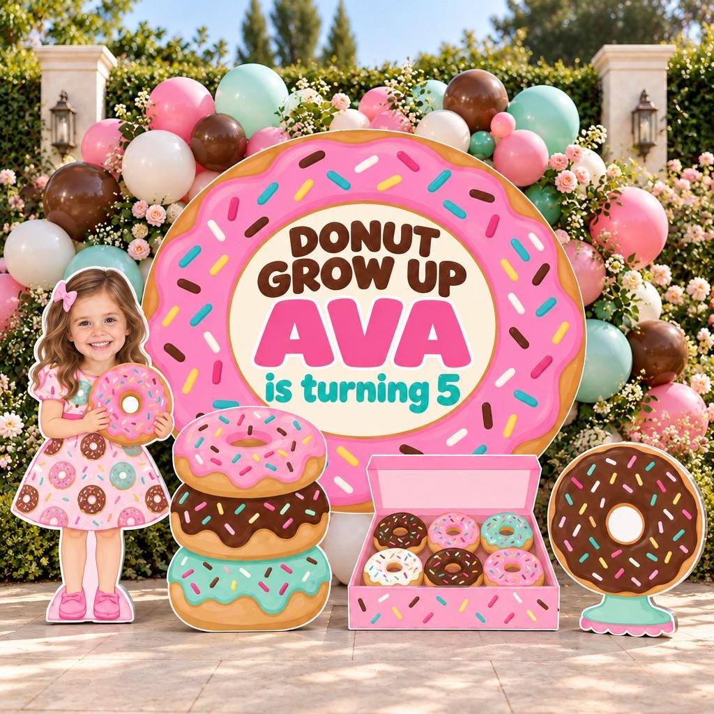 Pastel Donut Shop Birthday Backdrop Set