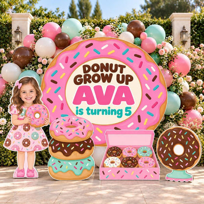 Pastel Donut Shop Birthday Backdrop Set