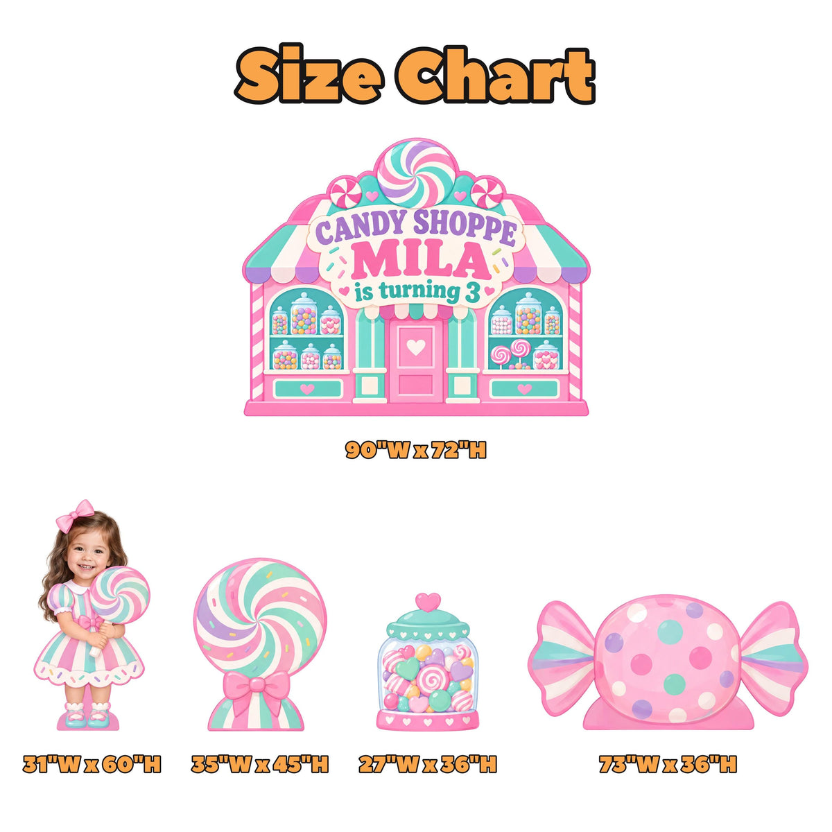 Pastel Candy Shoppe Storefront Backdrop Set