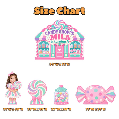 Pastel Candy Shoppe Storefront Backdrop Set