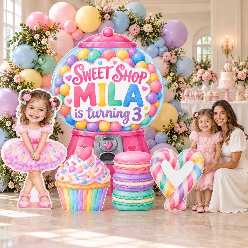 Pastel Candy Shoppe Storefront Backdrop Set