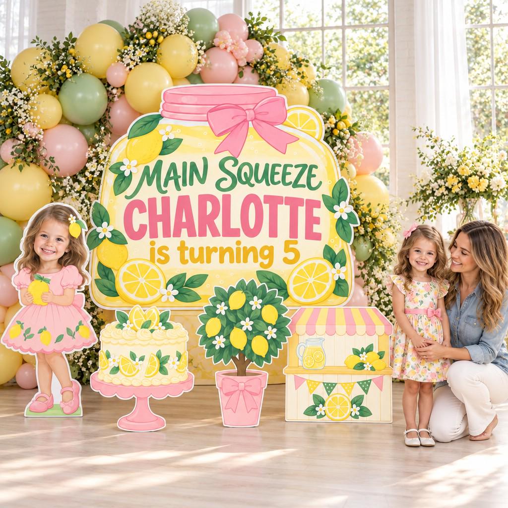 Striped Awning Lemonade Stand Backdrop Set