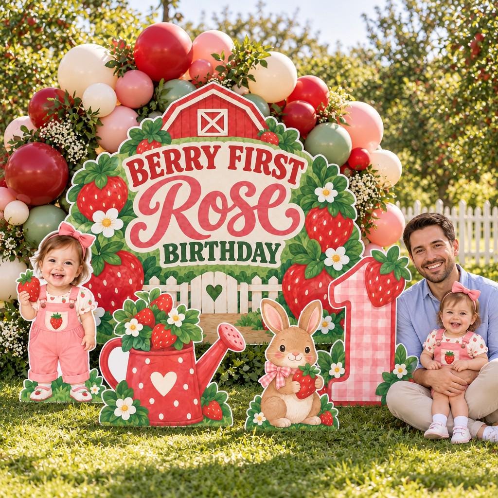 Red Barn Strawberry Garden Backdrop Set