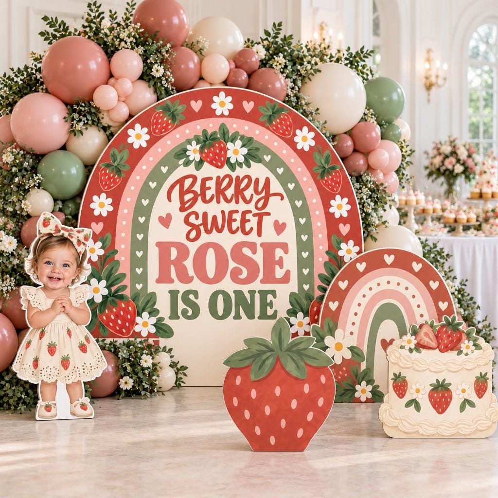 Red Barn Strawberry Garden Backdrop Set