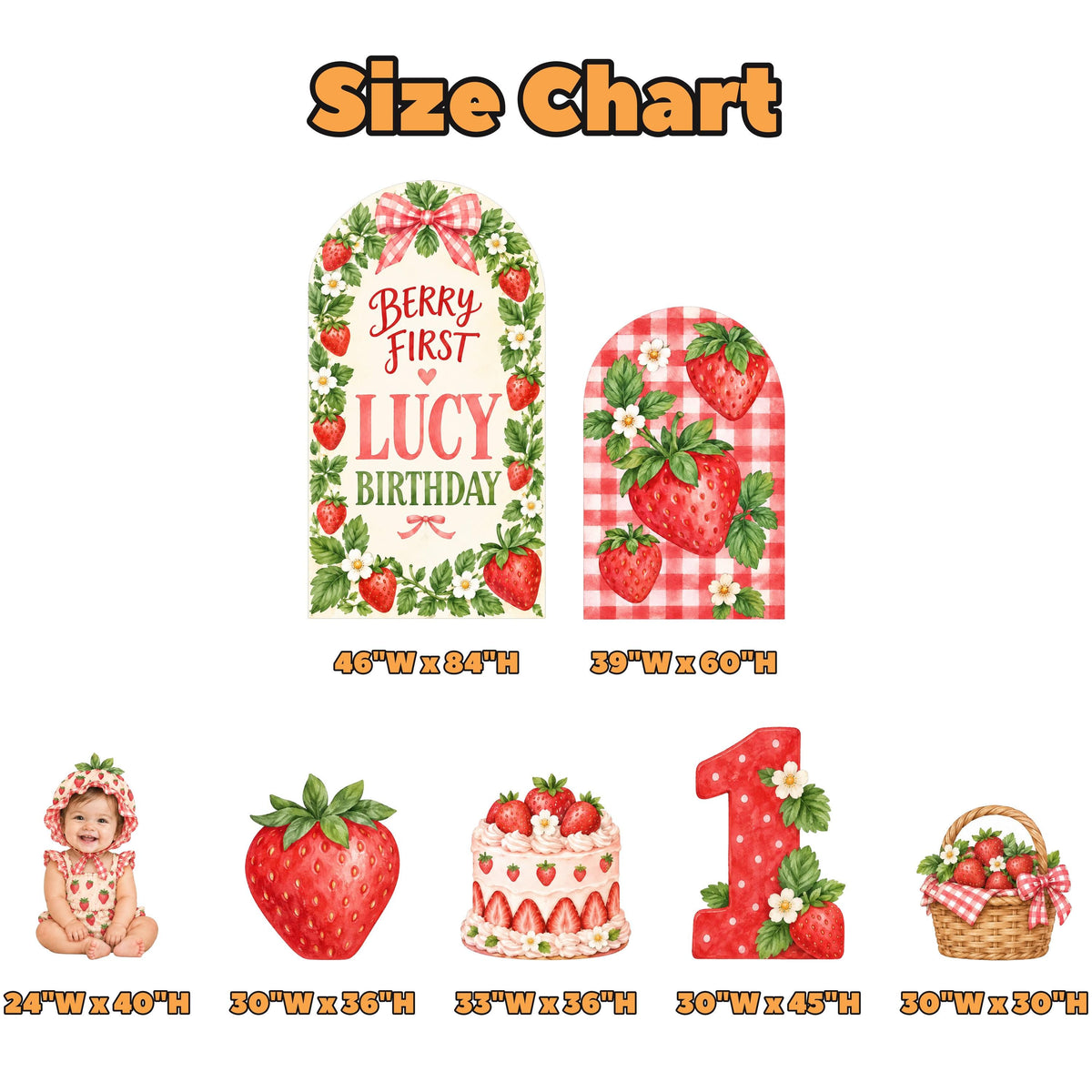 Gingham Strawberry Garden Arch Set