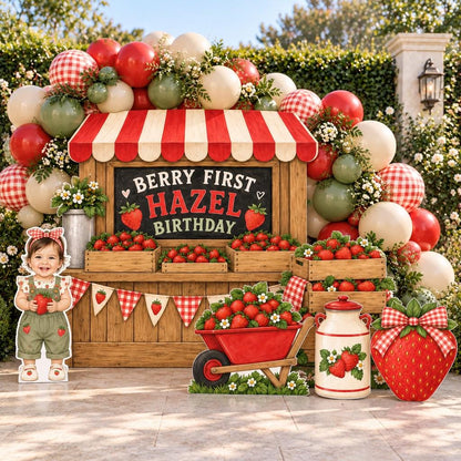 Gingham Strawberry Garden Arch Set