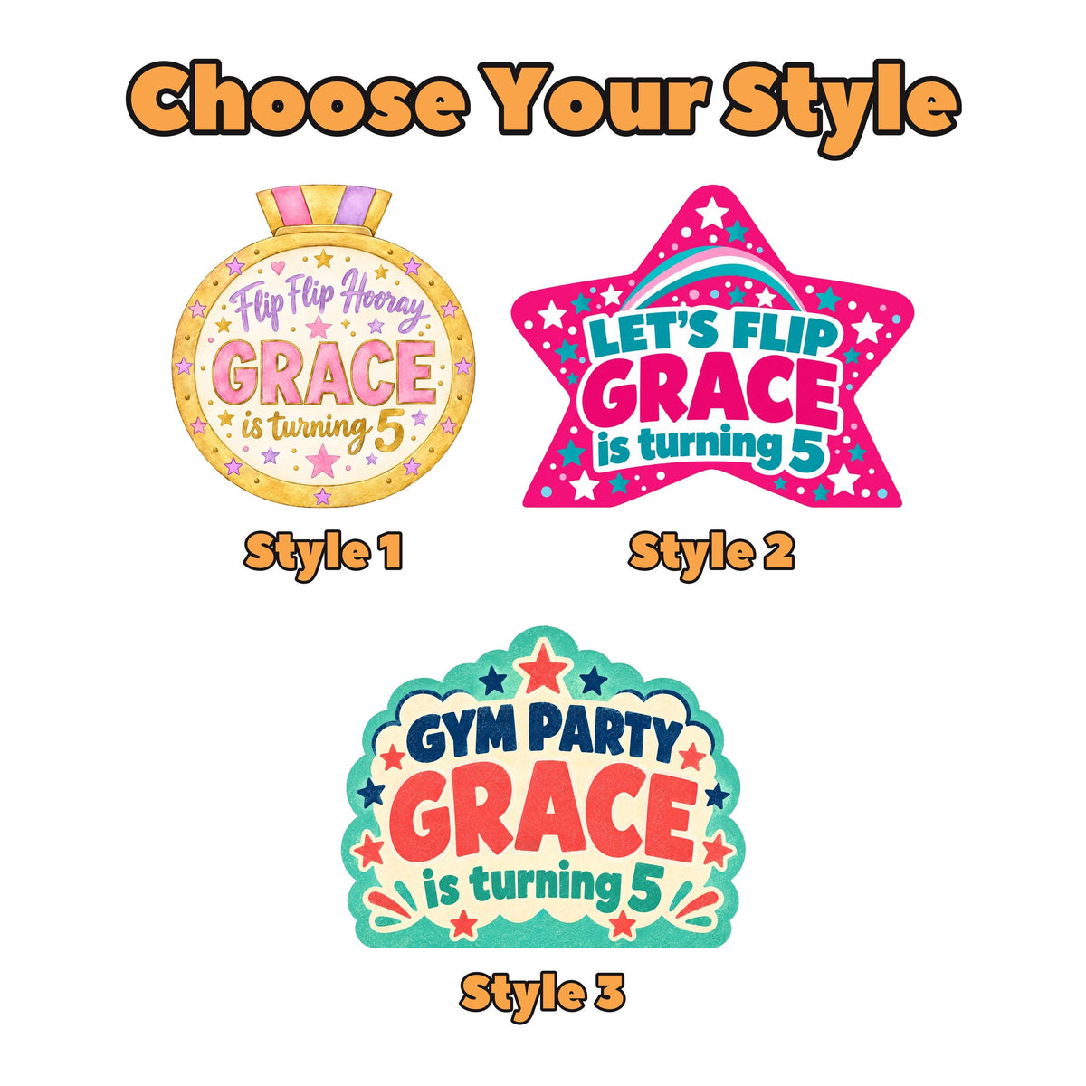 Gold Medal Gymnastics Birthday Backdrop Set