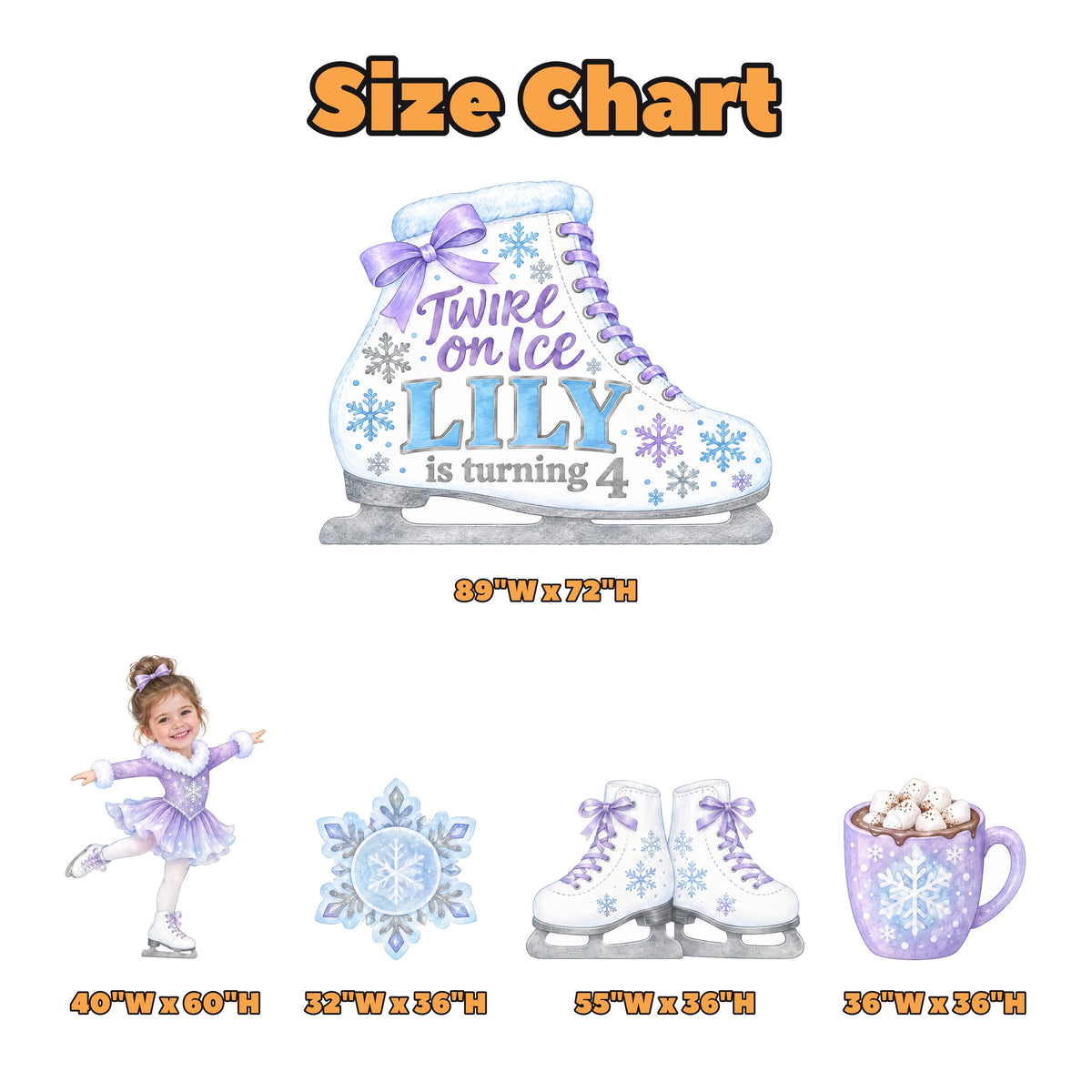 Lilac Watercolor Ice Skate Birthday Set