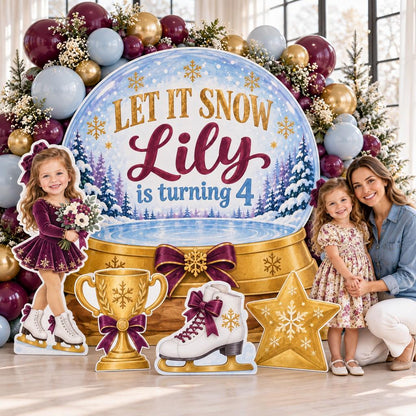 Lilac Watercolor Ice Skate Birthday Set