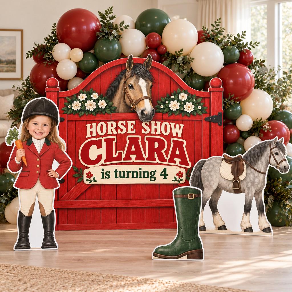 Blue Ribbon Rosette Horse Show Backdrop Set