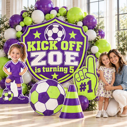 Pink Soccer Ball Goal Getter Backdrop Set
