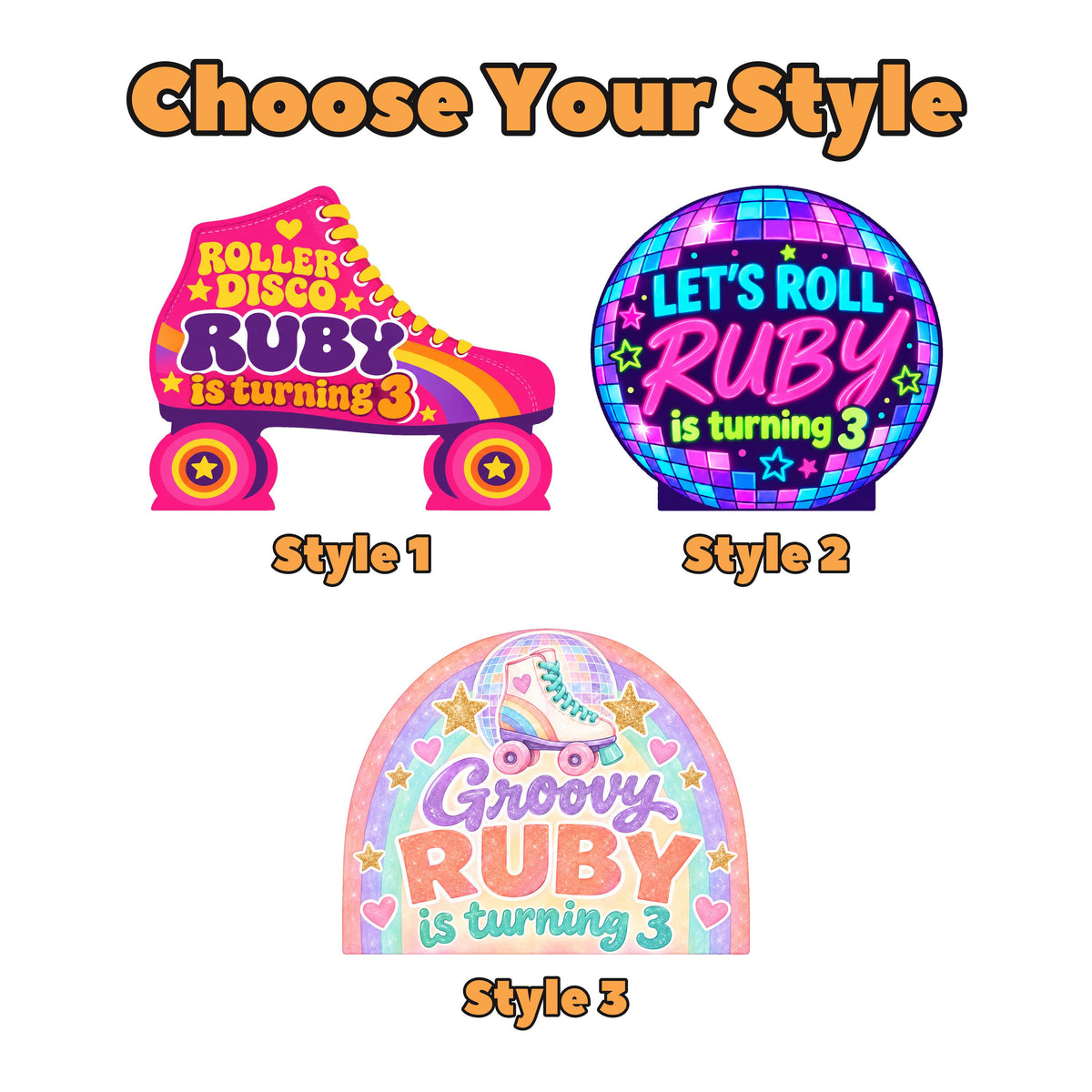 Pink Roller Skate Disco Birthday Set