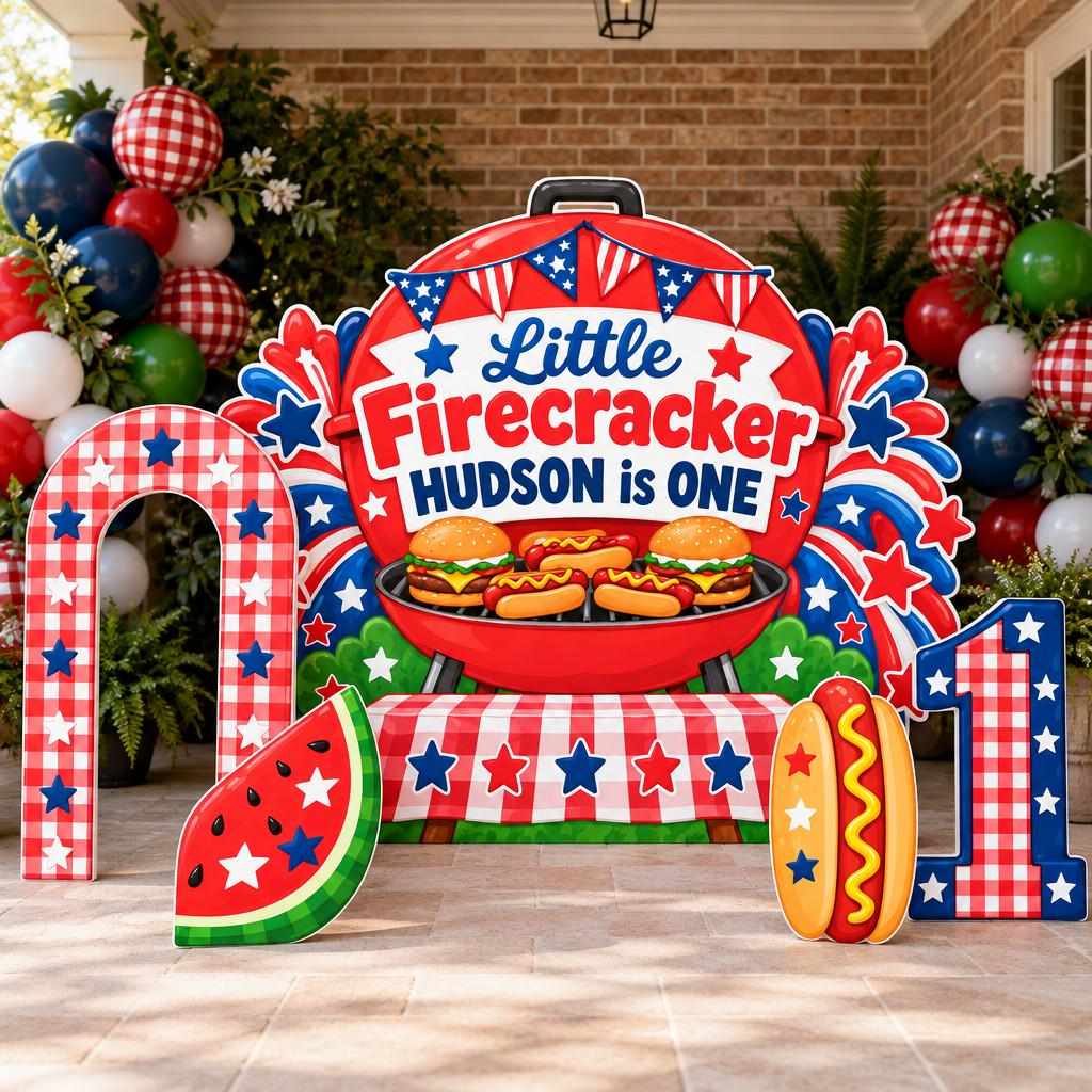 Firecracker BBQ Grill Cookout Backdrop Set