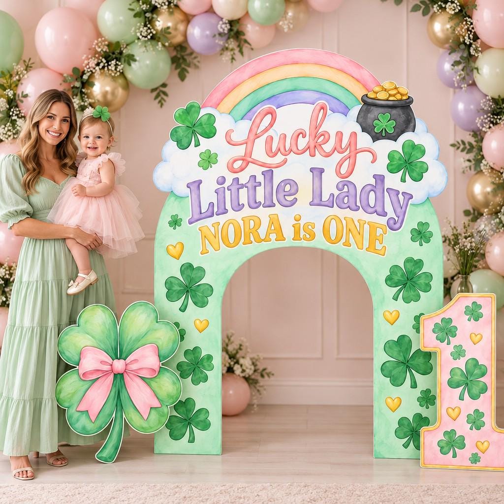 Mint Rainbow Lucky Little Lady Clover Arch