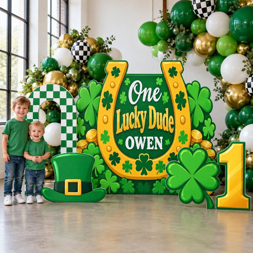 Gold Horseshoe Lucky Dude Shamrock Set