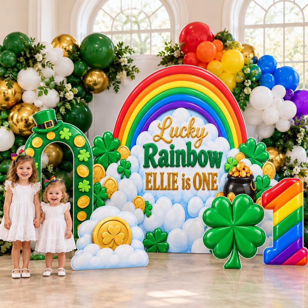 Lucky Rainbow Gold Coin Clover Set