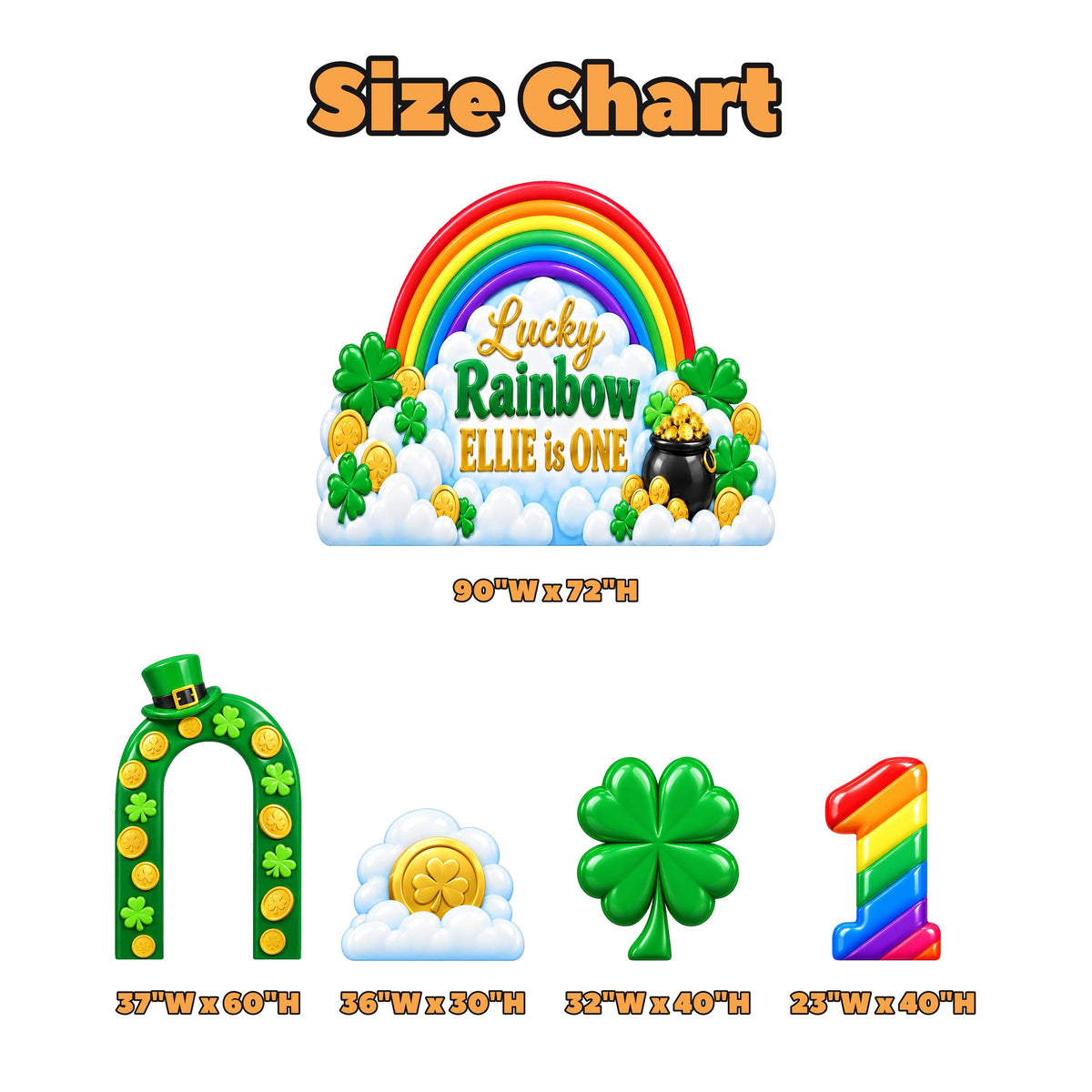 Lucky Rainbow Gold Coin Clover Set