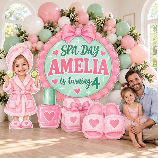 Pink Scalloped Mirror Spa Day Backdrop Set