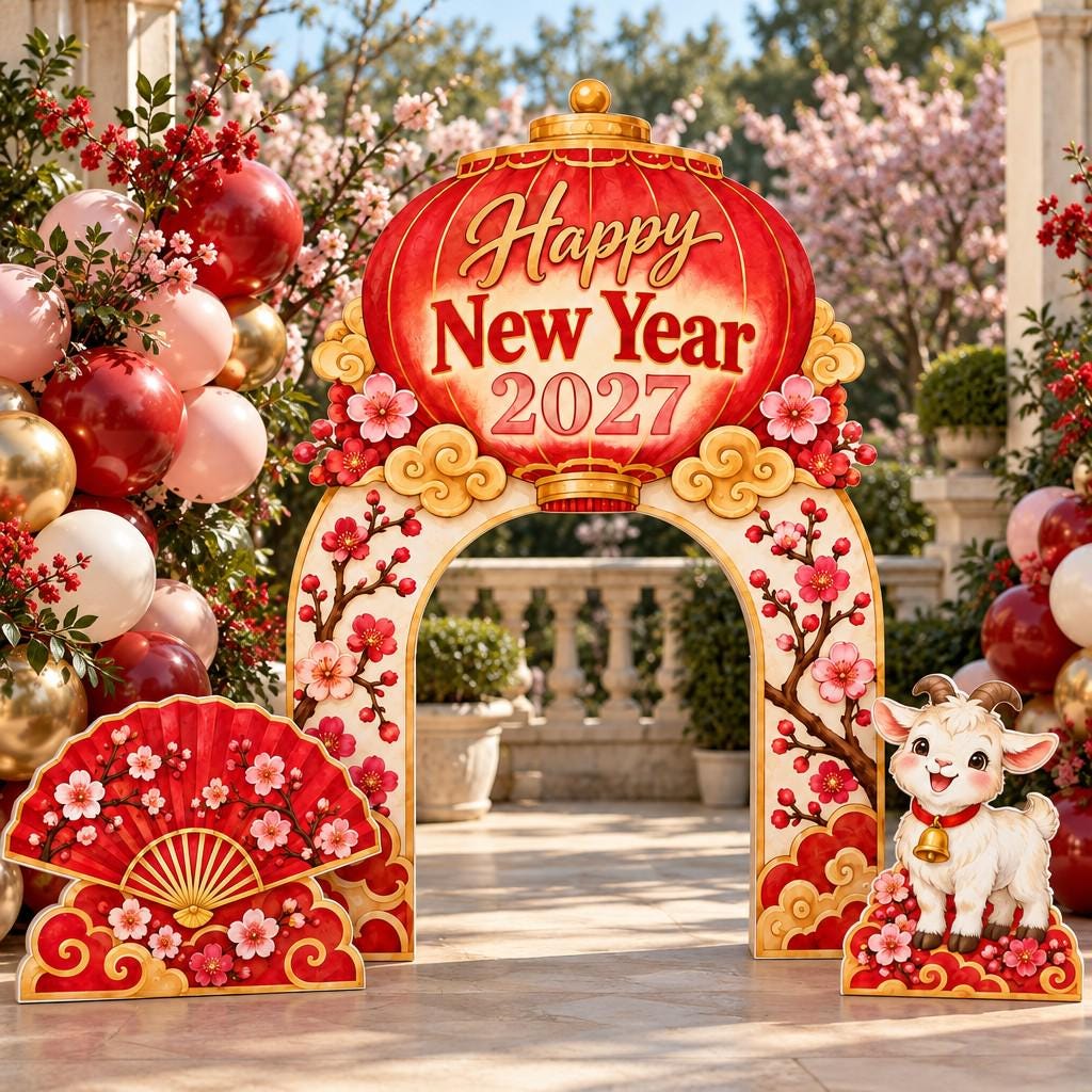 Red Lantern Plum Blossom New Year Arch