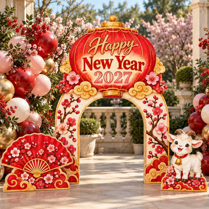 Red Lantern Plum Blossom New Year Arch