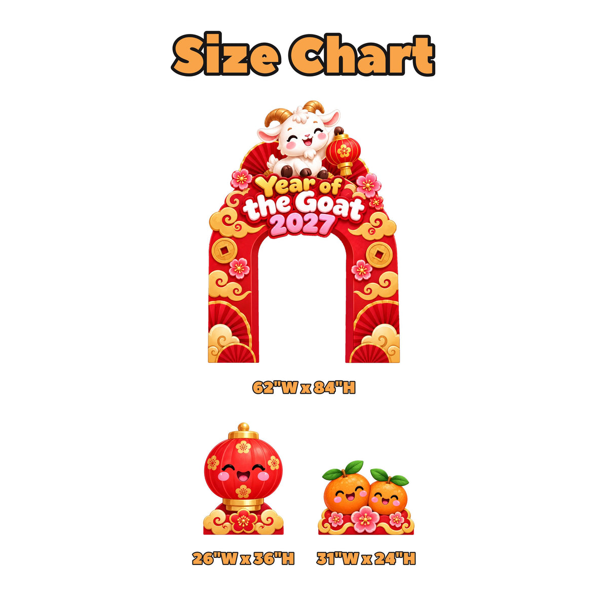 Red Cloud Kawaii Goat Lunar New Year Arch