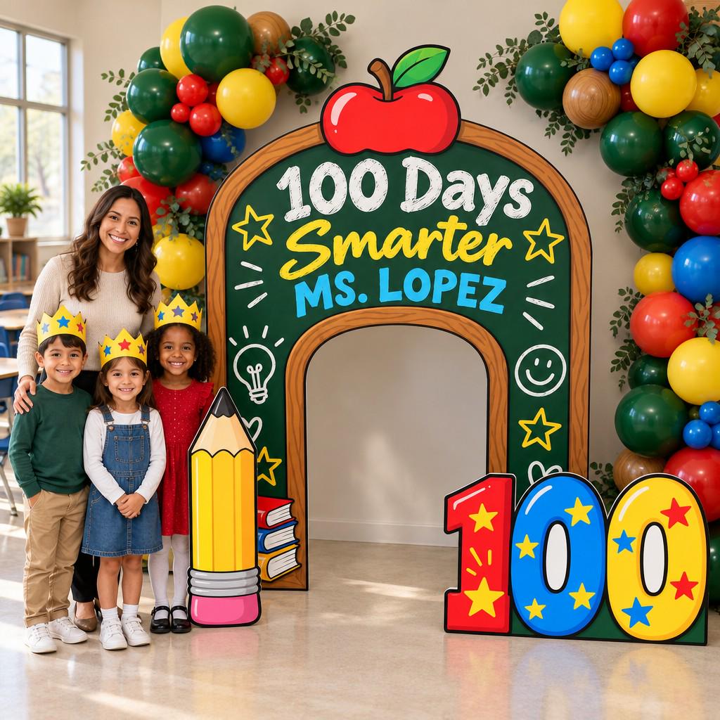 Chalkboard Apple 100 Days Smarter Arch Set