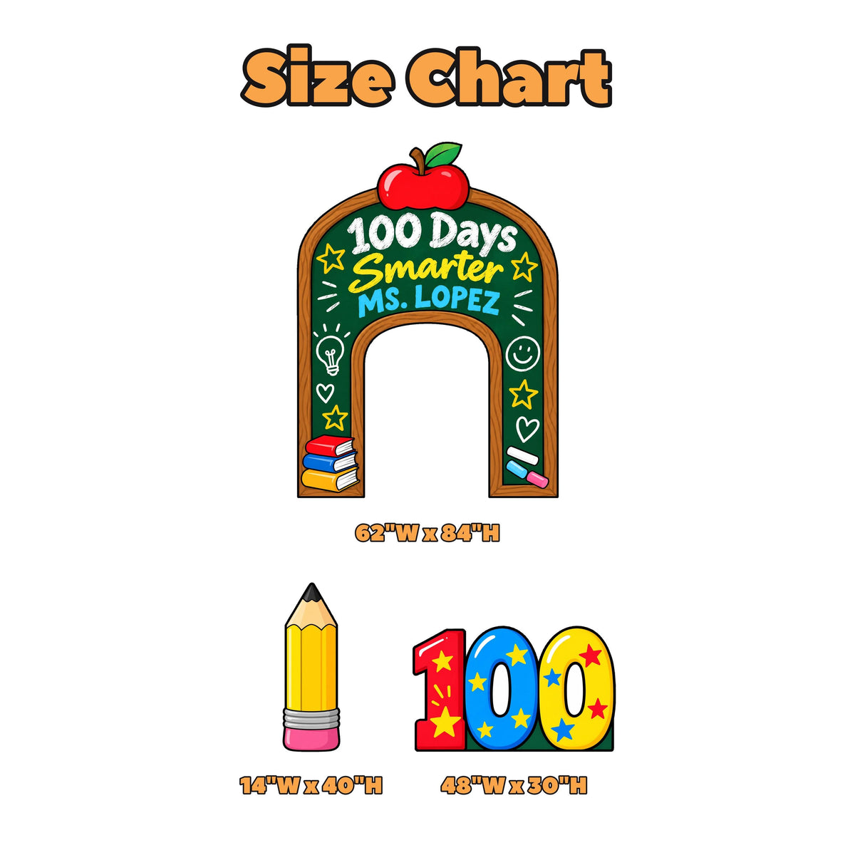 Chalkboard Apple 100 Days Smarter Arch Set