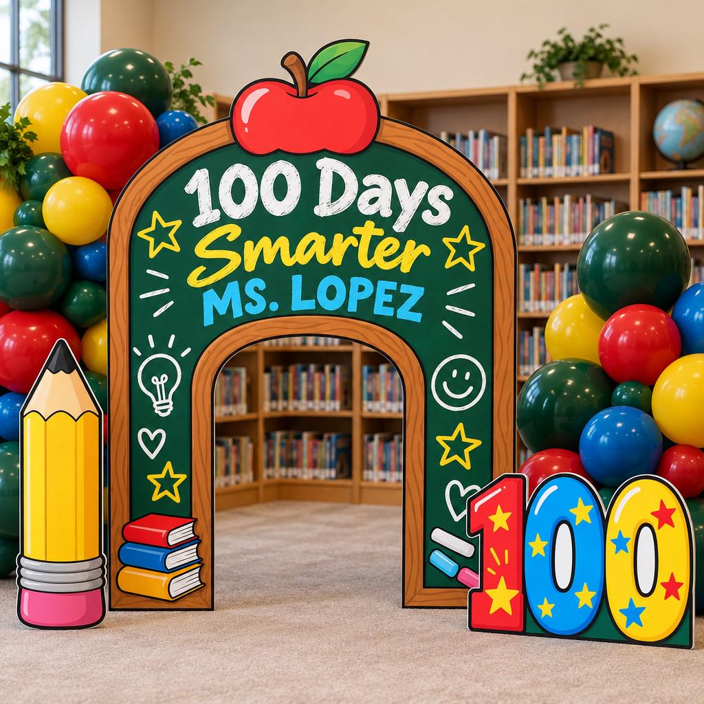 Chalkboard Apple 100 Days Smarter Arch Set