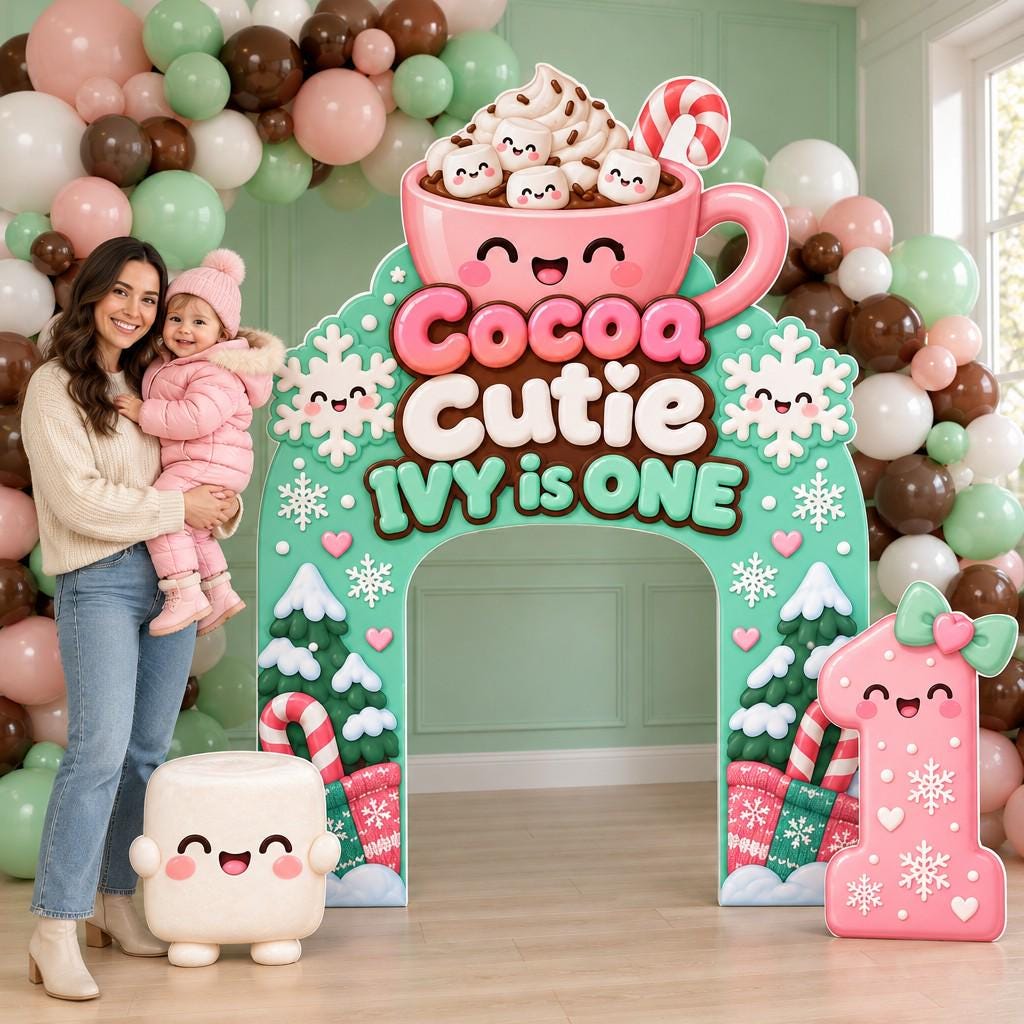Mint Kawaii Hot Cocoa Marshmallow Arch Set