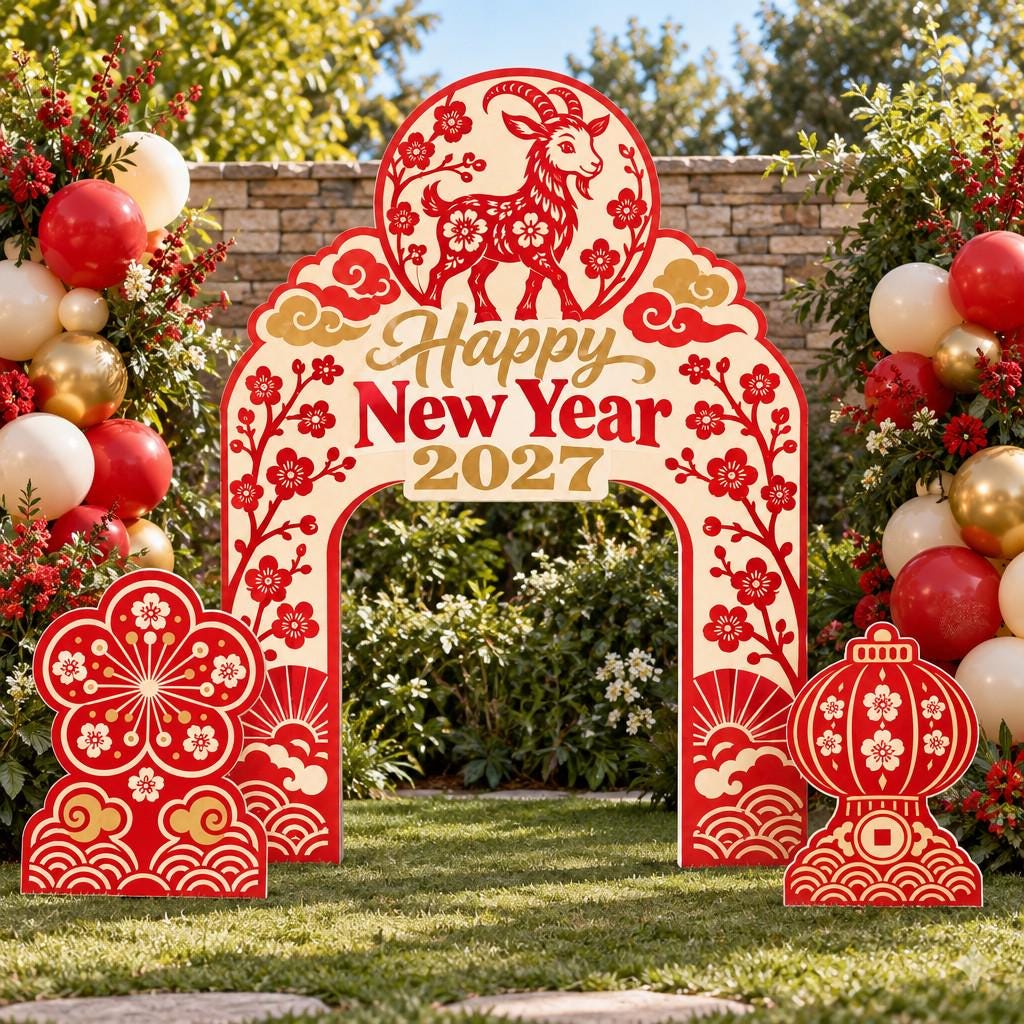 Paper Cut Goat Lunar New Year Arch