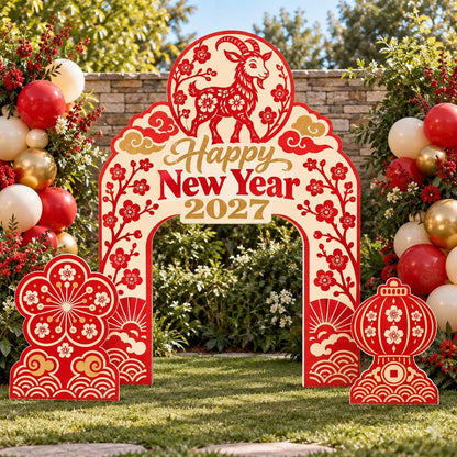 Paper Cut Goat Lunar New Year Arch