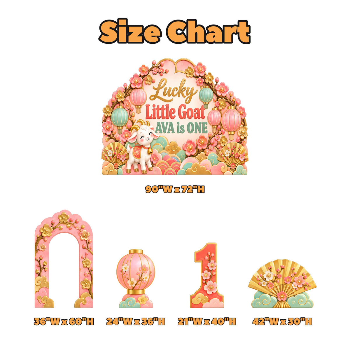 Pastel Blossom Lantern Lucky Goat Set