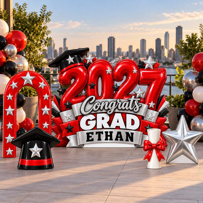 Red Black Balloon Look 2027 Grad Set