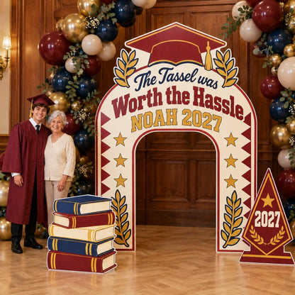 Maroon Collegiate Pennant Graduation Arch