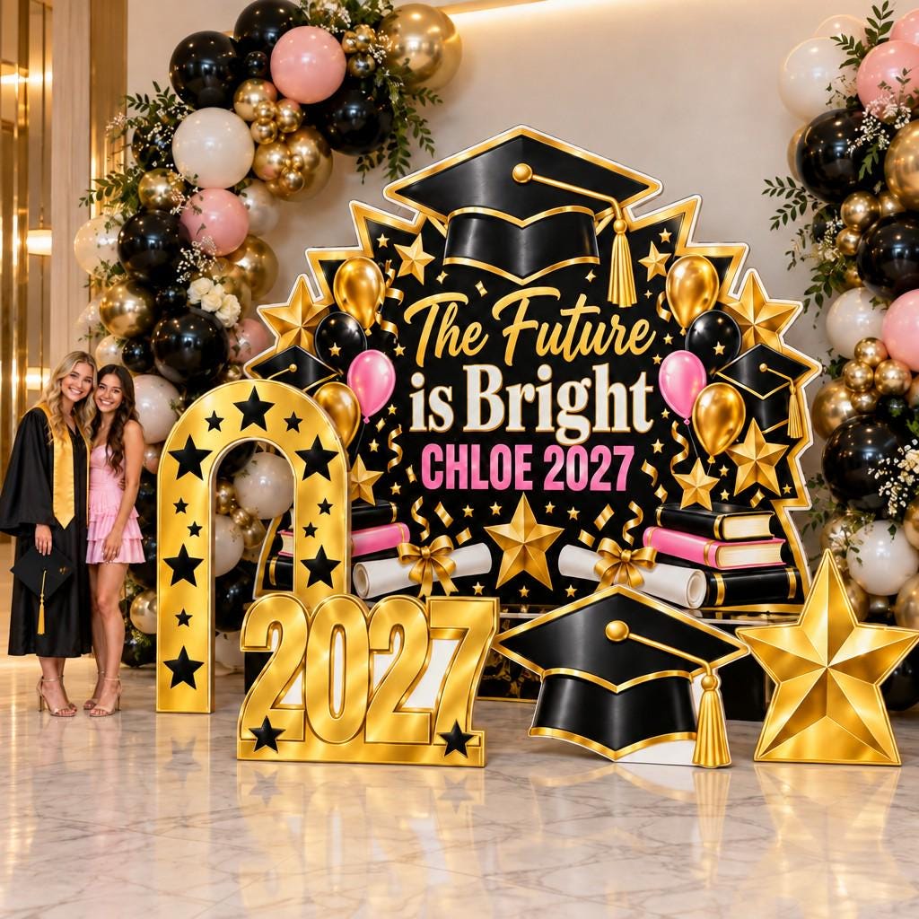 Black Gold Starburst Graduation Backdrop
